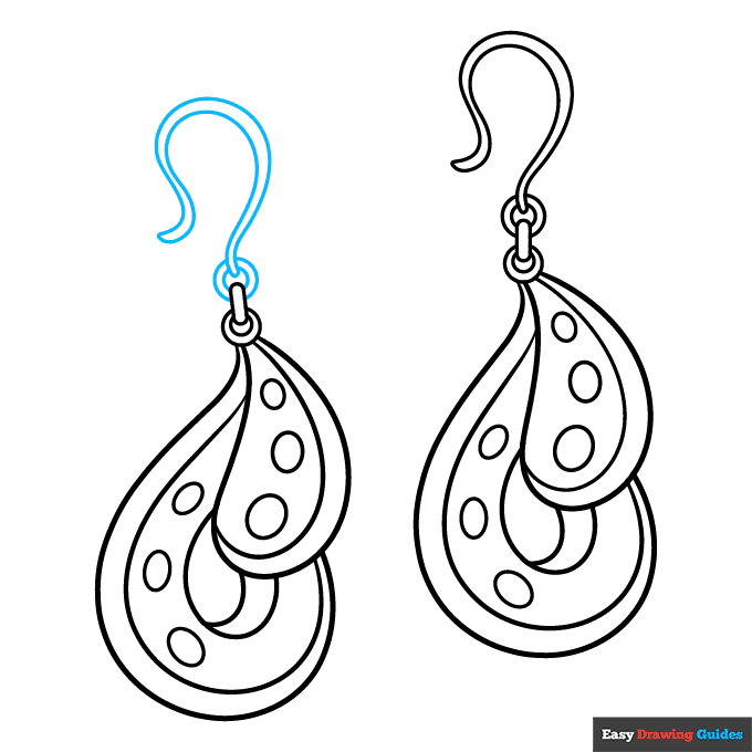 Earrings step-by-step drawing tutorial: step 9