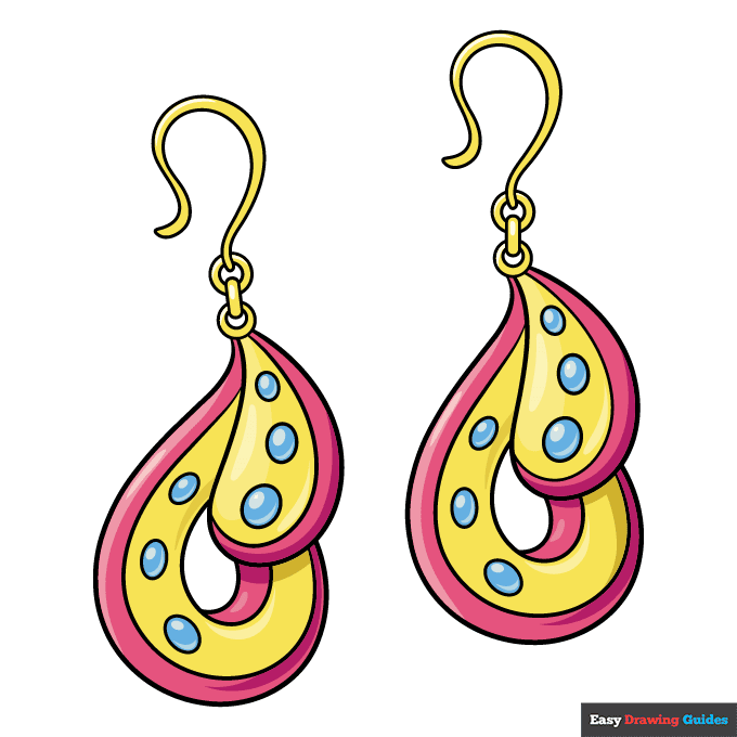 Earrings step-by-step drawing tutorial: step 11