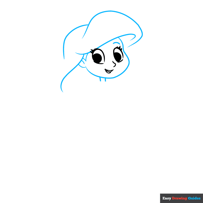 Easy Little Mermaid Ariel step-by-step drawing tutorial: step 2
