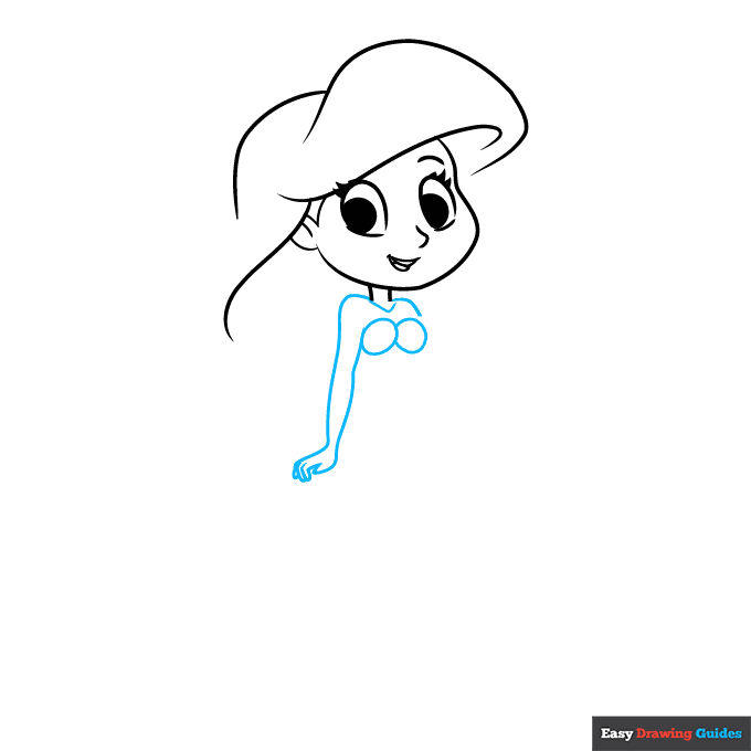 Easy Little Mermaid Ariel step-by-step drawing tutorial: step 3