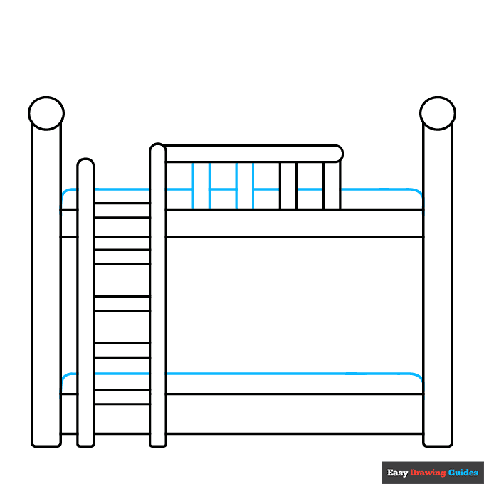 Easy Bunk Bed step-by-step drawing tutorial: step 5