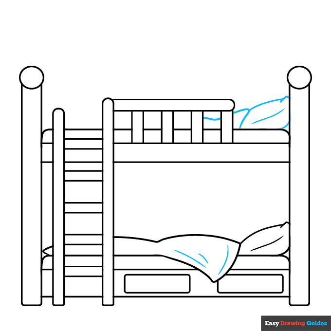 Easy Bunk Bed step-by-step drawing tutorial: step 8