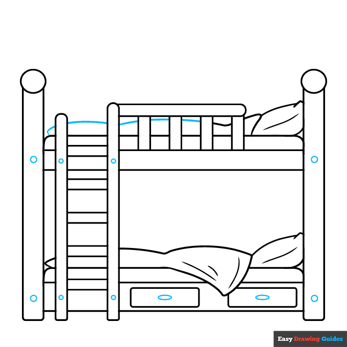 Easy Bunk Bed step-by-step drawing tutorial: step 9