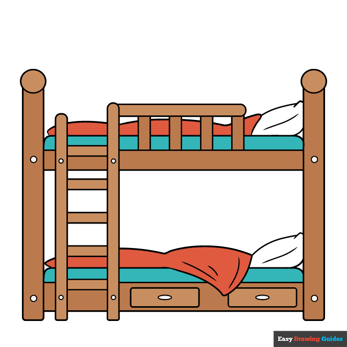 Easy Bunk Bed step-by-step drawing tutorial: step 11