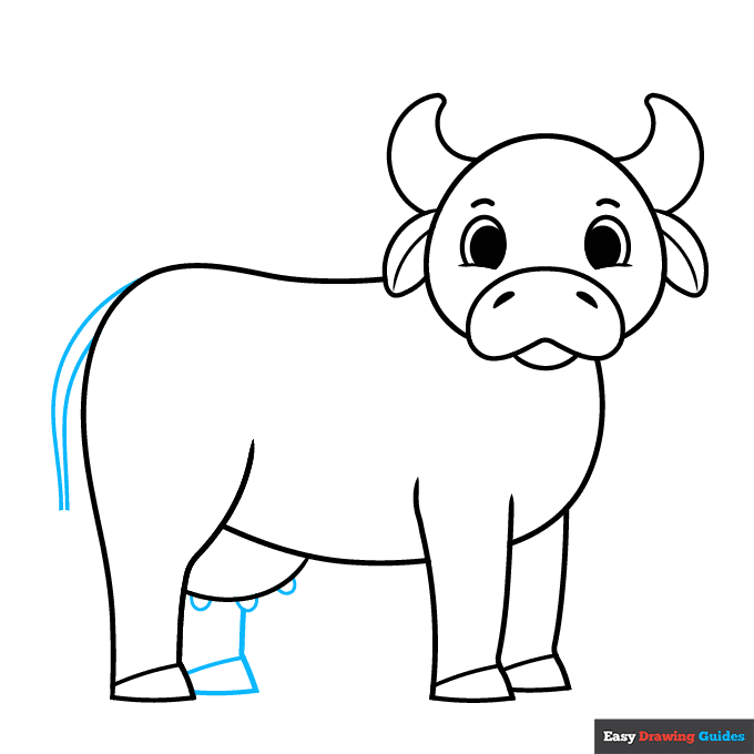 Easy Cow step-by-step drawing tutorial: step 7