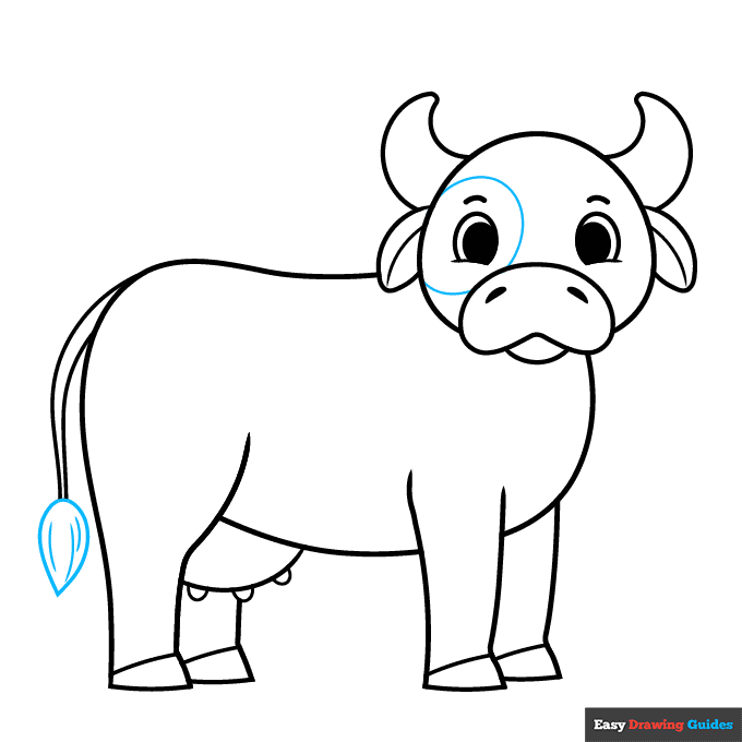 Easy Cow step-by-step drawing tutorial: step 8