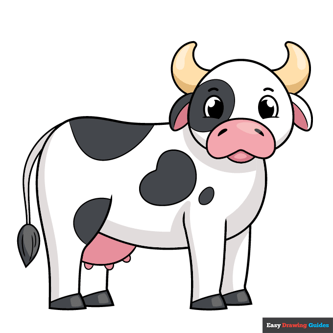 Easy Cow step-by-step drawing tutorial: step 11