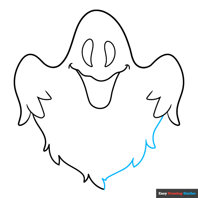 Easy Ghost step-by-step drawing tutorial: step 7