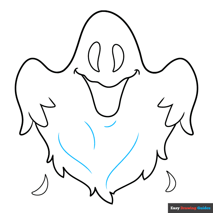 Easy Ghost step-by-step drawing tutorial: step 9