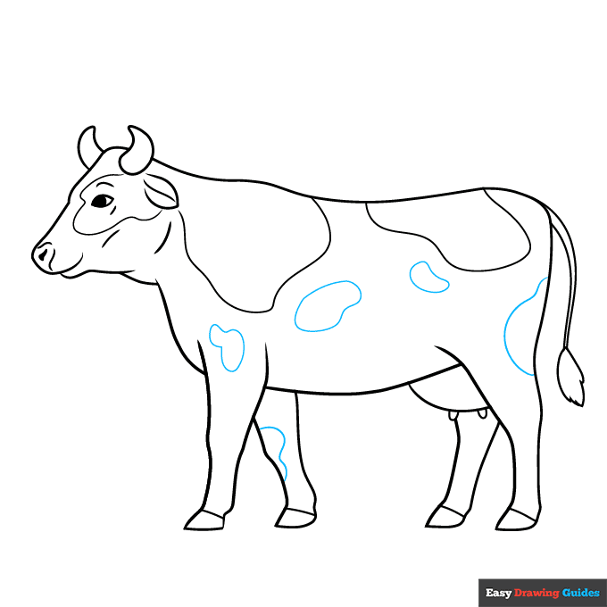 Easy Realistic Cow step-by-step drawing tutorial: step 9