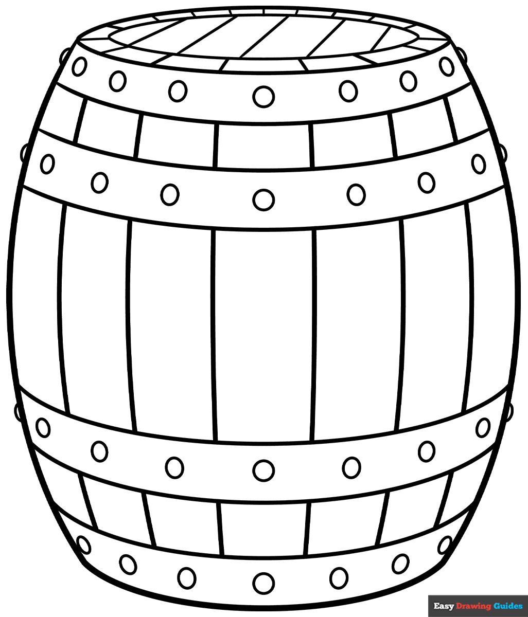 How to Draw a Barrel Coloring Image
