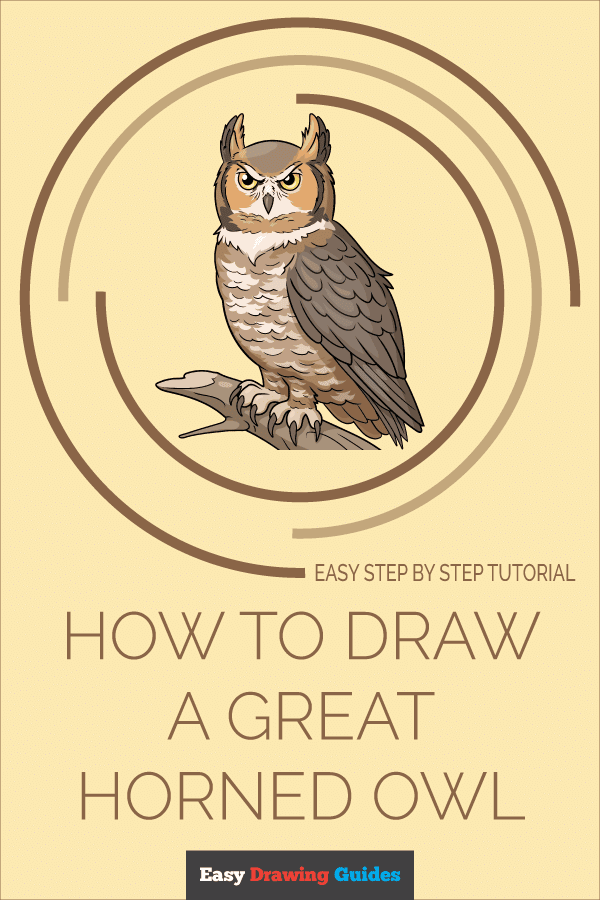 How to Draw a Great Horned Owl Pinterest Image