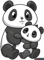 How to Draw a Mom and Baby Panda