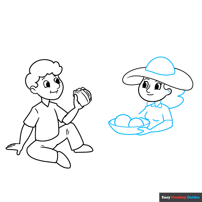 Picnic step-by-step drawing tutorial: step 4