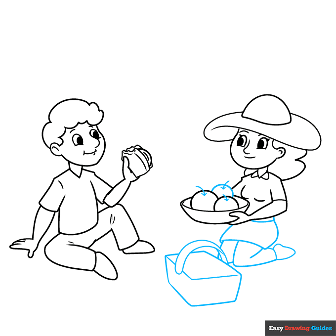Picnic step-by-step drawing tutorial: step 5