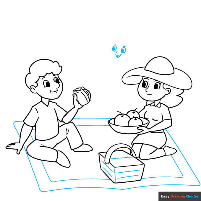 Picnic step-by-step drawing tutorial: step 6