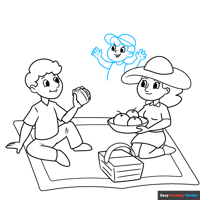 Picnic step-by-step drawing tutorial: step 7