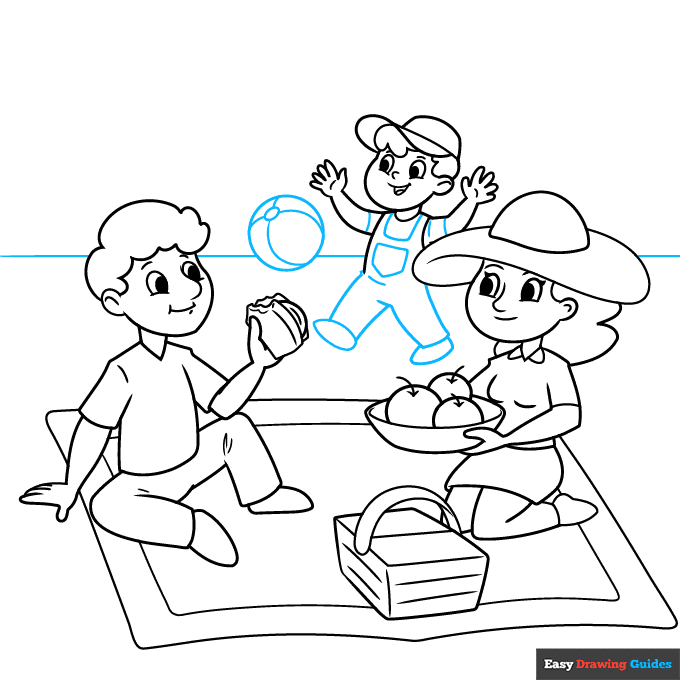 Picnic step-by-step drawing tutorial: step 8