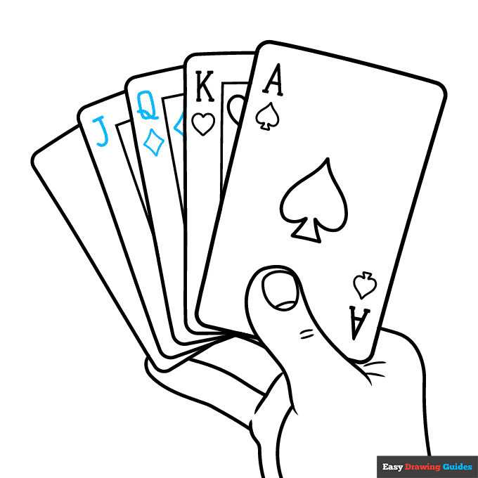 Playing Card step-by-step drawing tutorial: step 8