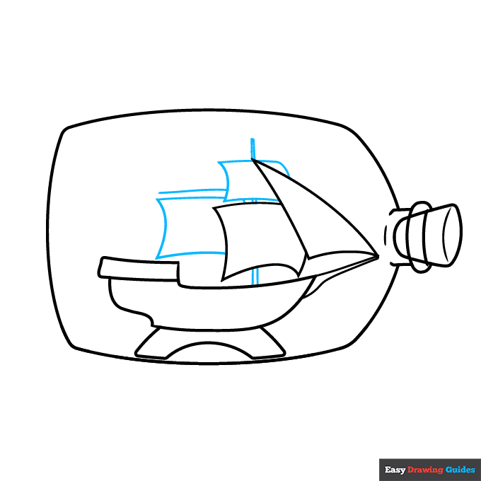 Ship in a Bottle step-by-step drawing tutorial: step 6