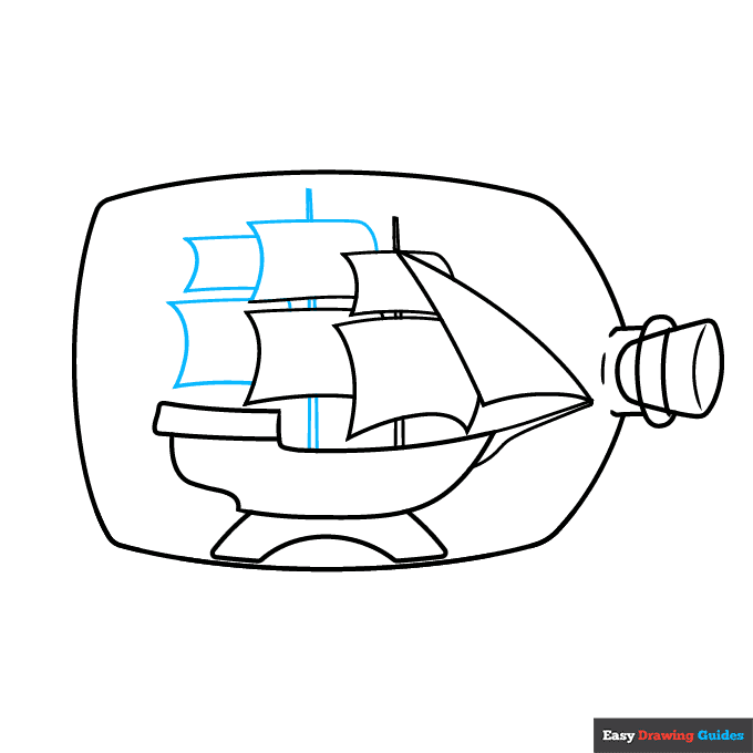 Ship in a Bottle step-by-step drawing tutorial: step 7