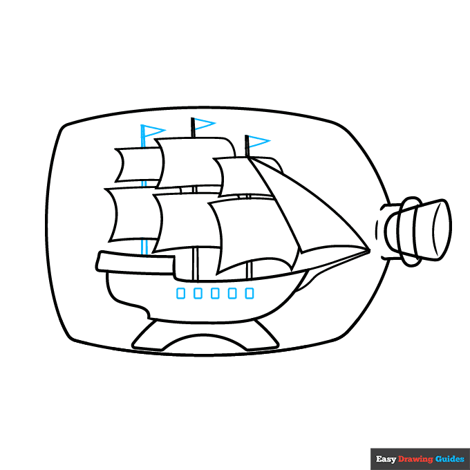 Ship in a Bottle step-by-step drawing tutorial: step 8