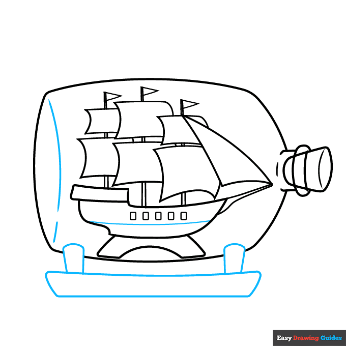 Ship in a Bottle step-by-step drawing tutorial: step 9