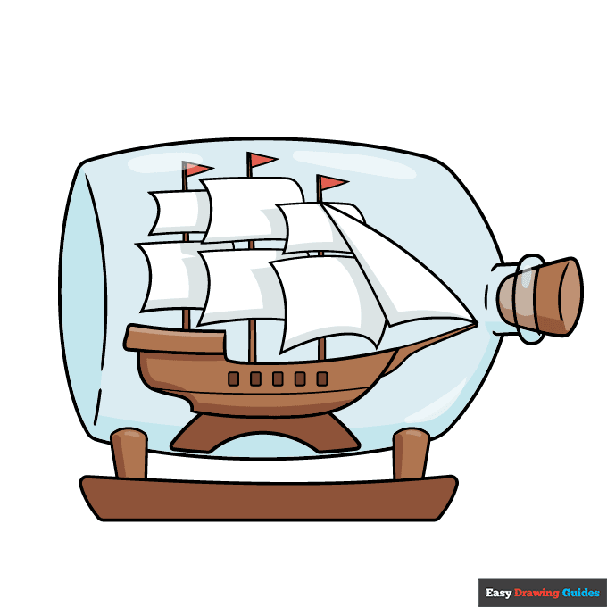 Ship in a Bottle step-by-step drawing tutorial: step 11