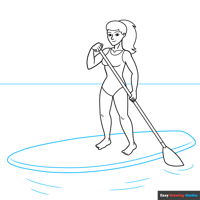 Stand Up Paddle Board step-by-step drawing tutorial: step 8