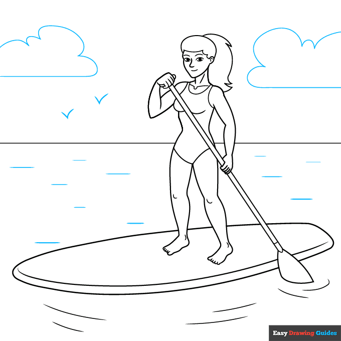 Stand Up Paddle Board step-by-step drawing tutorial: step 9