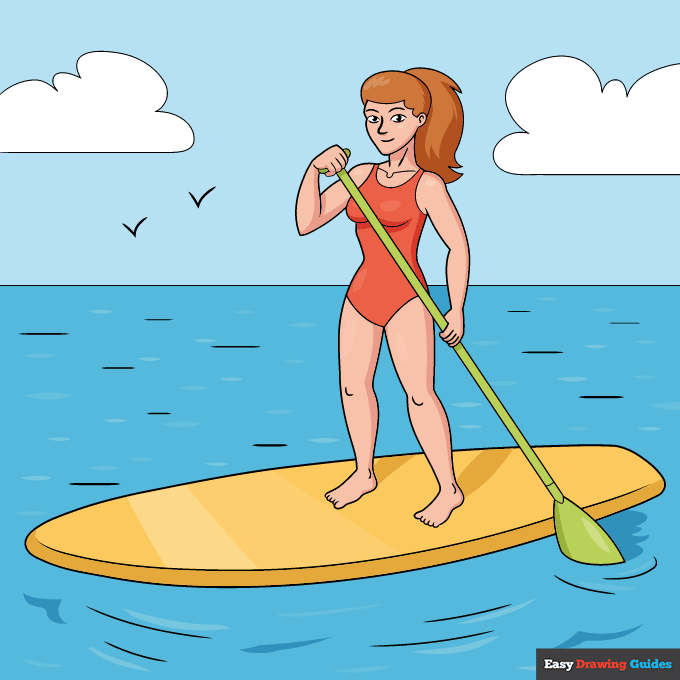 Stand Up Paddle Board step-by-step drawing tutorial: step 11