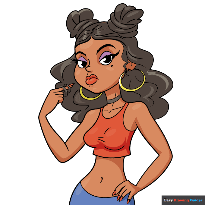 Baddie step-by-step drawing tutorial: step 10