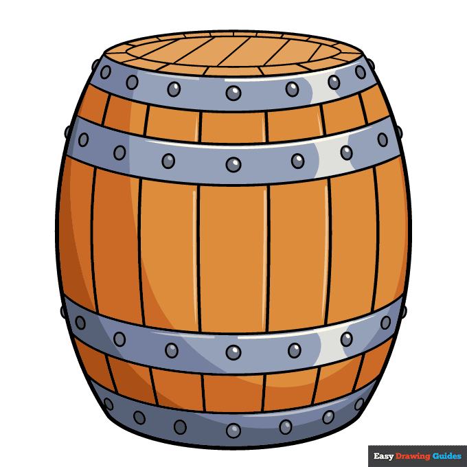 Barrel step-by-step drawing tutorial: step 10