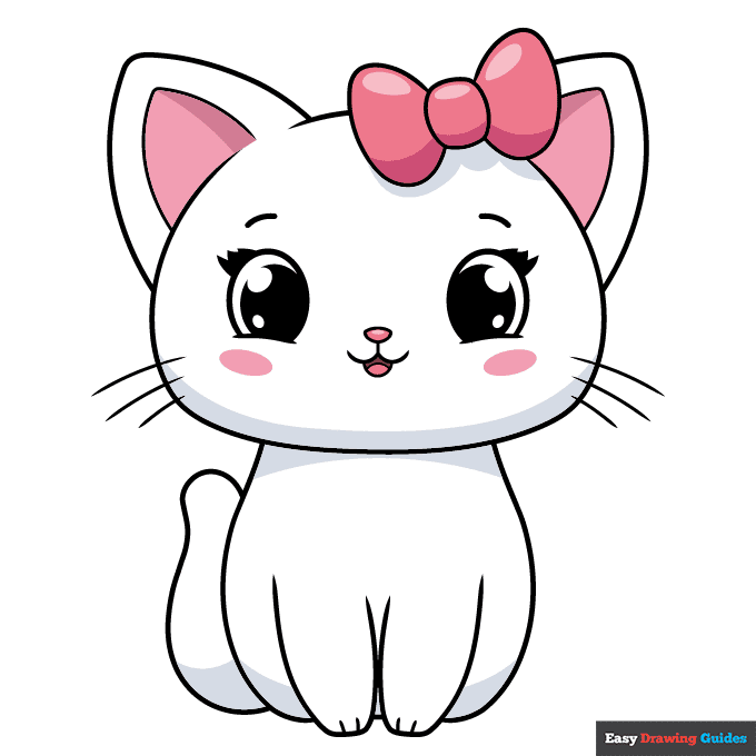 Easy Cute Cat step-by-step drawing tutorial: step 10