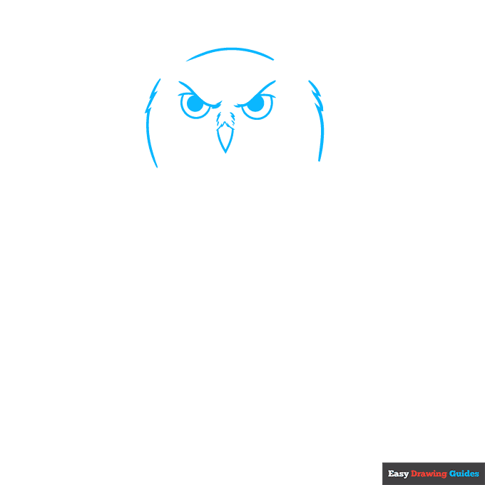 great horned owl step-by-step drawing tutorial: step 1