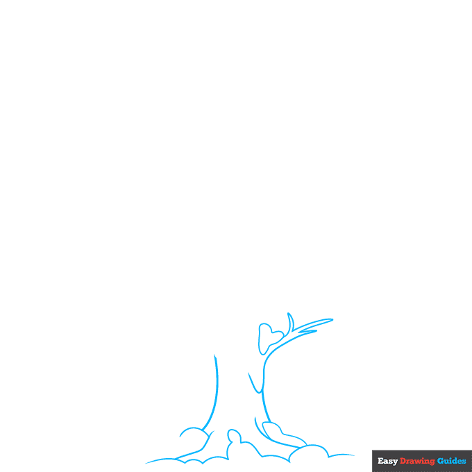 Winter Tree step-by-step drawing tutorial: step 1