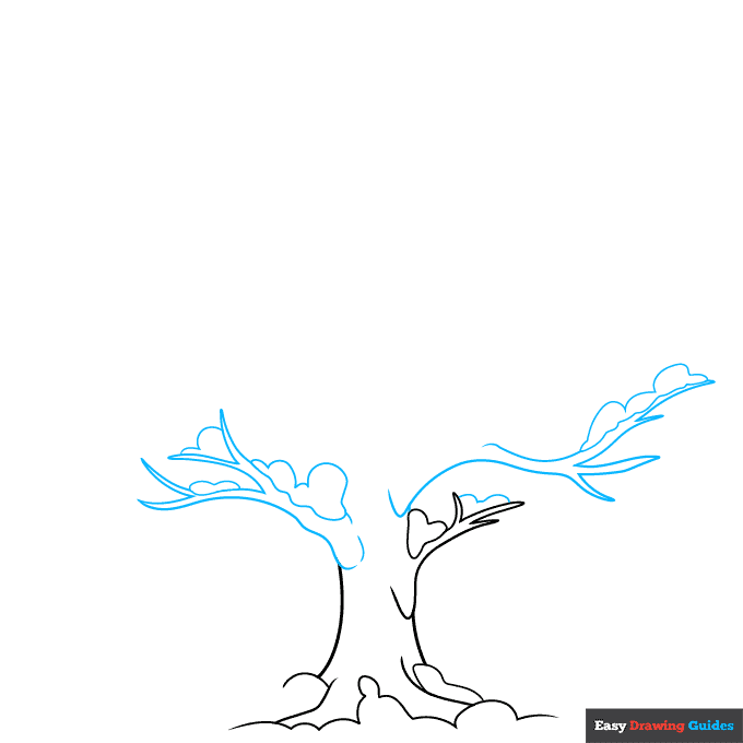 Winter Tree step-by-step drawing tutorial: step 2