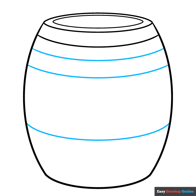 Barrel step-by-step drawing tutorial: step 3