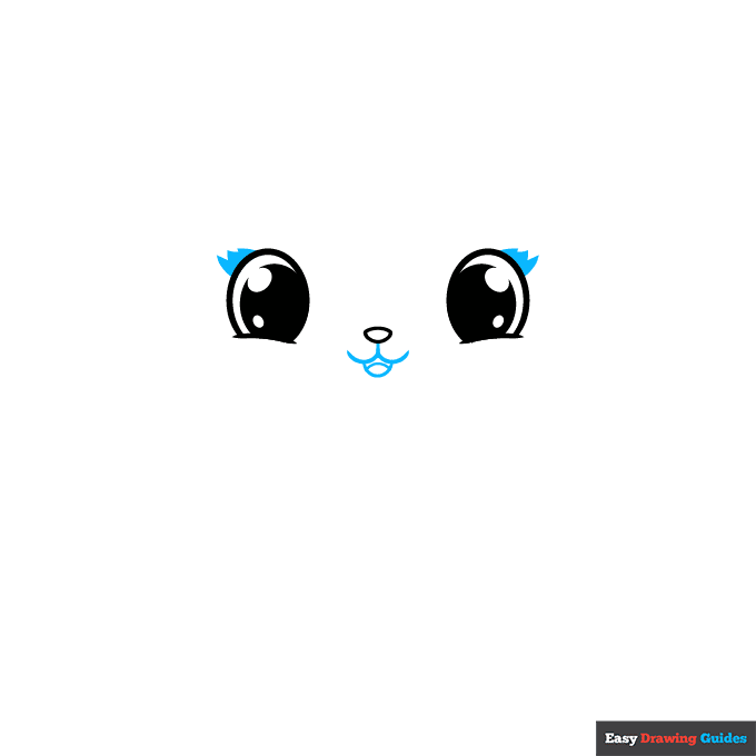 Easy Cute Cat step-by-step drawing tutorial: step 3