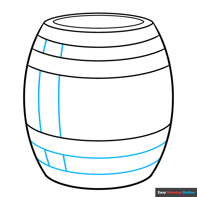 Barrel step-by-step drawing tutorial: step 4