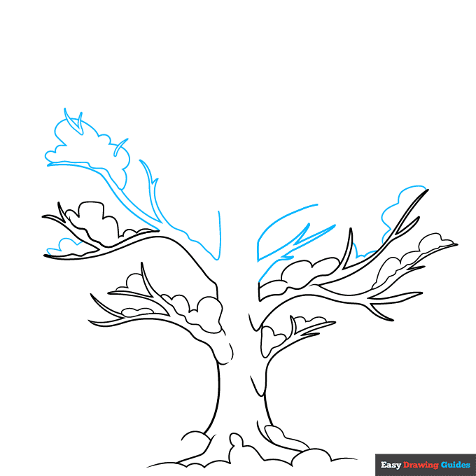 Winter Tree step-by-step drawing tutorial: step 4