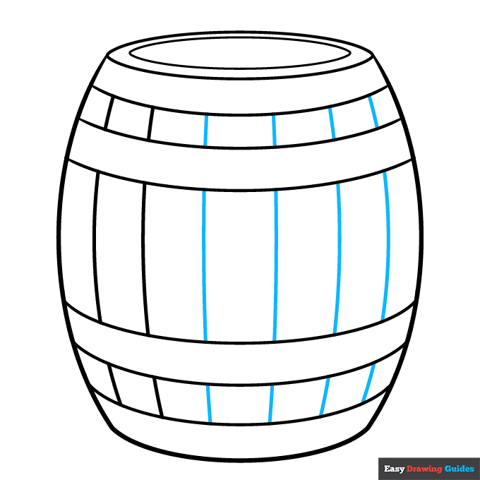 Barrel step-by-step drawing tutorial: step 5