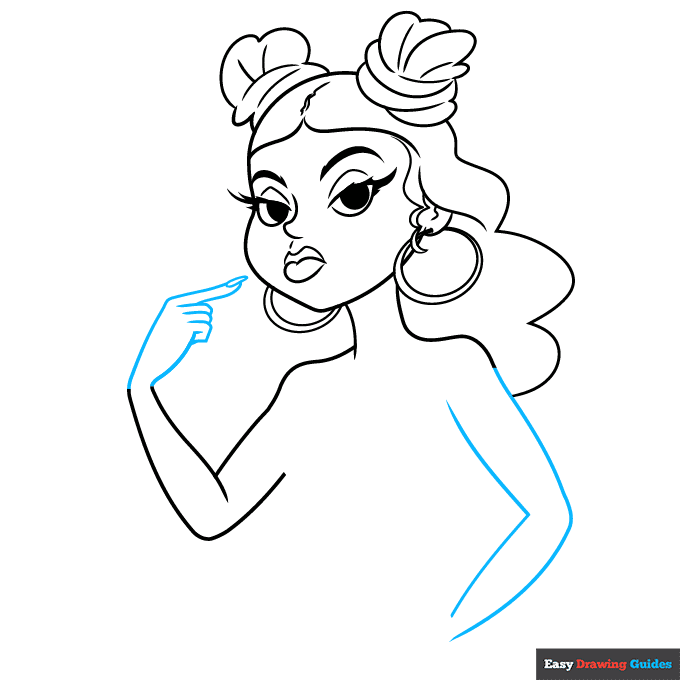 Baddie step-by-step drawing tutorial: step 6