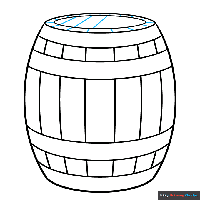Barrel step-by-step drawing tutorial: step 6