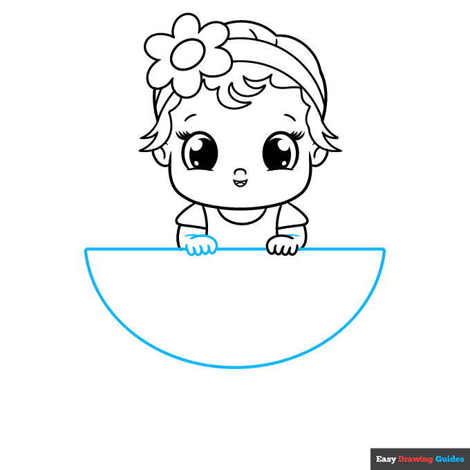 Easy Baby Girl step-by-step drawing tutorial: step 6