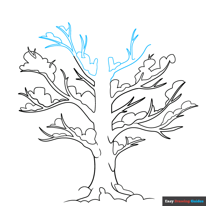 Winter Tree step-by-step drawing tutorial: step 6