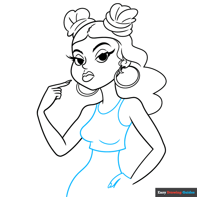 Baddie step-by-step drawing tutorial: step 7