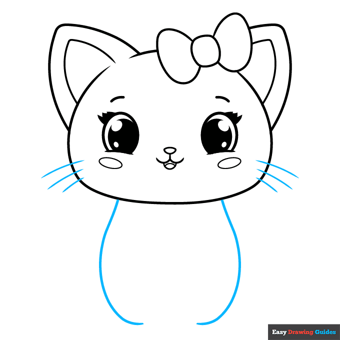 Easy Cute Cat step-by-step drawing tutorial: step 7