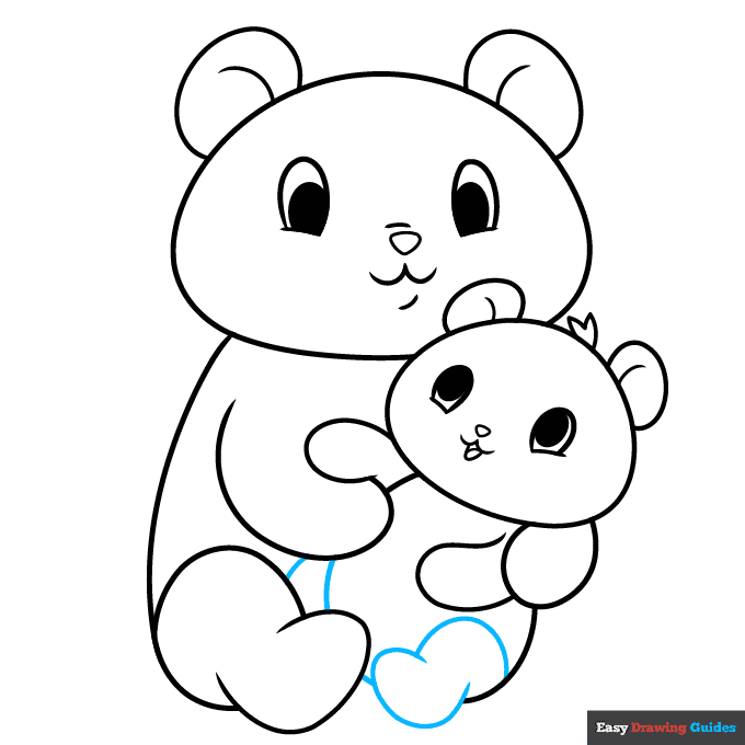 mom and baby panda step-by-step drawing tutorial: step 7
