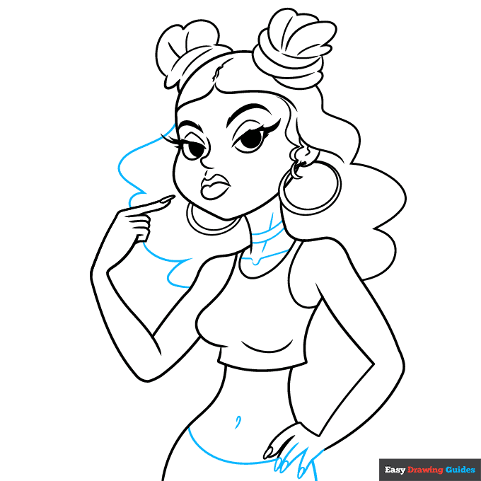 Baddie step-by-step drawing tutorial: step 8